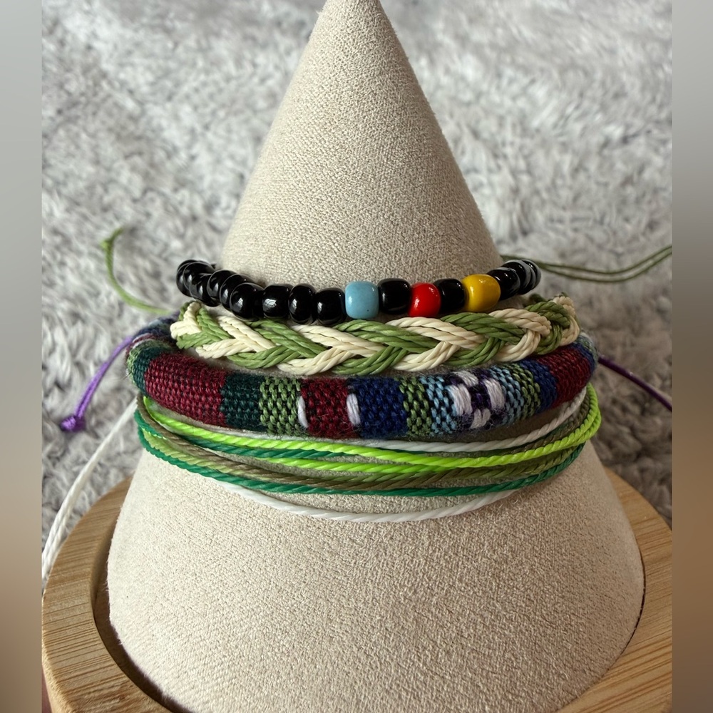 Boho Colorful Beaded and Woven Bracelets Set. 4 pieces NWOT